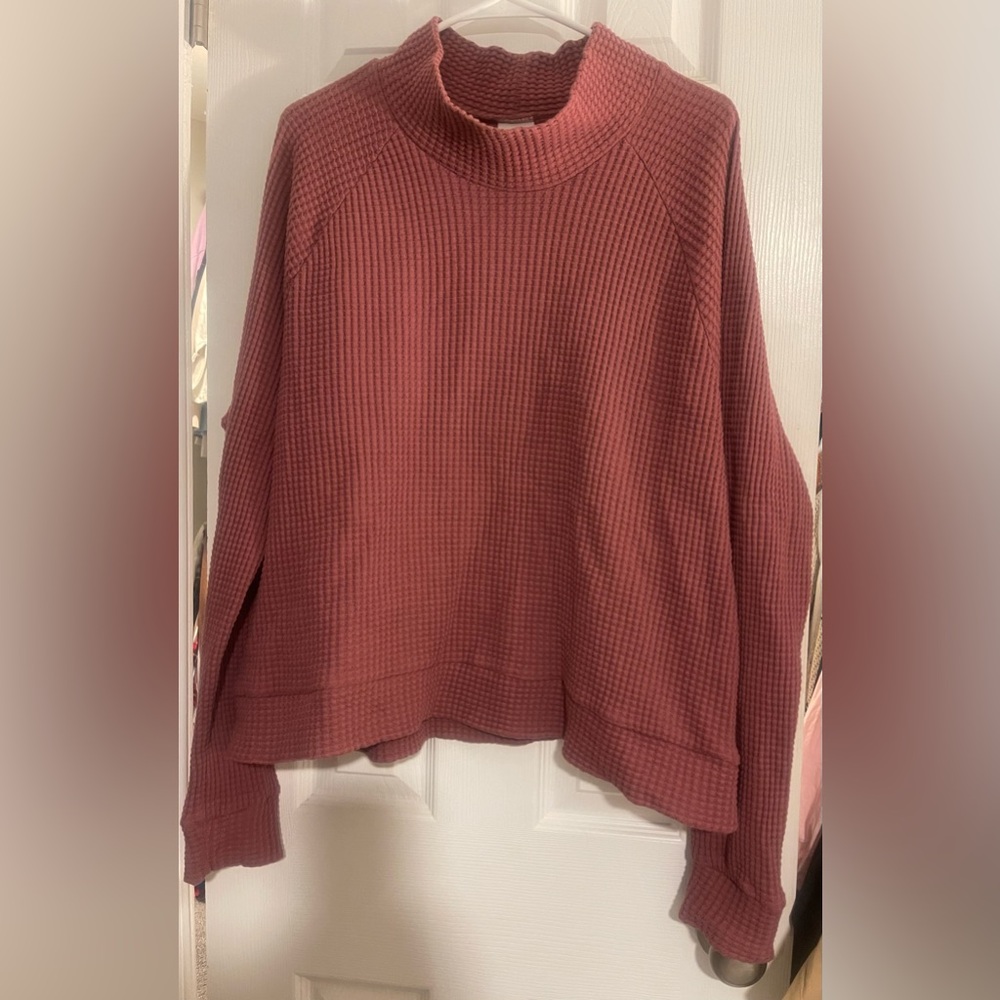 The North Face thermal Chabot Mock neck top, dusty rose, size XL